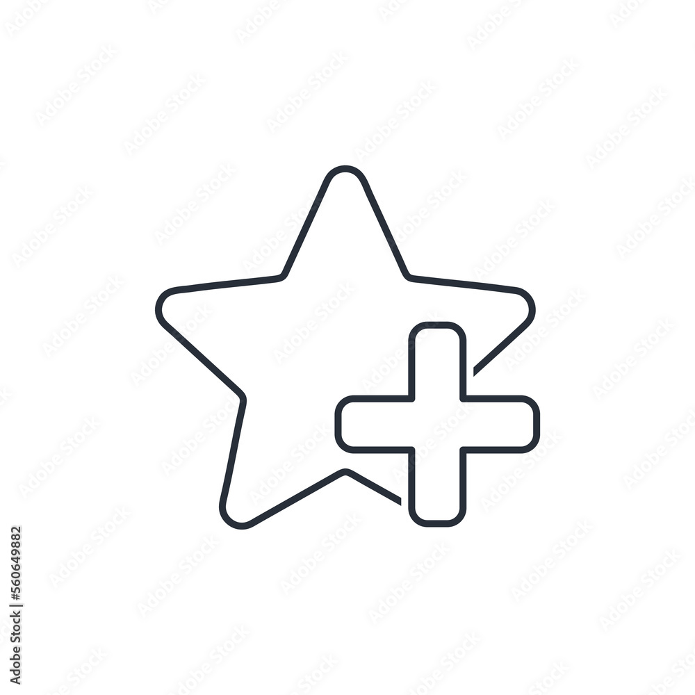 Poster star plus. additional resource. vector linear icon isolated on white background