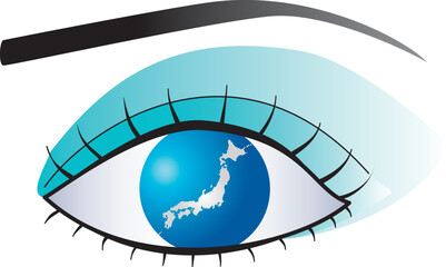 目の中に映る日本列島
 - obrazy, fototapety, plakaty