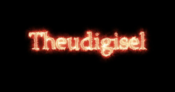 Theudigisel, king of the Visigoths, written with fire. Loop
