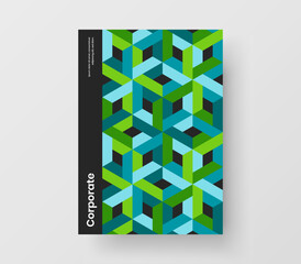 Multicolored mosaic tiles brochure concept. Amazing booklet design vector illustration.