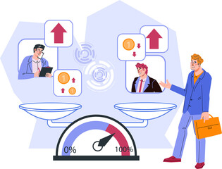 Evaluation of company performance and labor productivity, management strategy for business development. Comparing performance and efficiency of employees and companies.