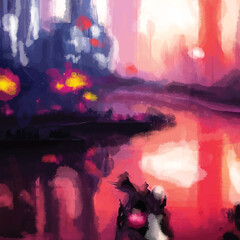 Expressive Vector Oil Paint City 131
