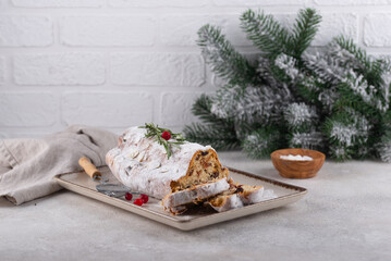Stollen, traditional festive German Christmas cake