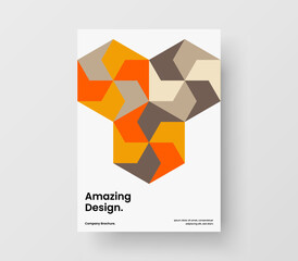 Simple mosaic shapes handbill template. Minimalistic brochure vector design layout.
