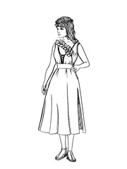 Astrology Zodiac sign Virgo. Realistic hand drawn girl. Zodiac characteristic. Vector illustration