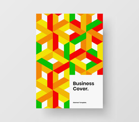Colorful geometric shapes booklet template. Minimalistic corporate cover A4 design vector illustration.