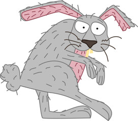 The Grey Hare is stalking. Vector illustration in doodle style. The symbol of 2023.