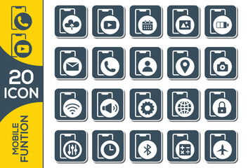 MOBILE FUNTION ICON SET DESIGN