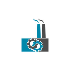 Factory With Gear Icon isolated on white background