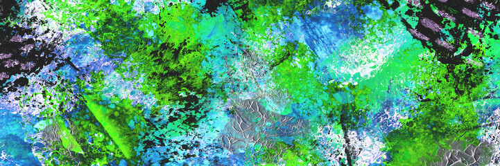 Creative banner with hand drawn abstract multicolored acrylic texture. Colourful background.