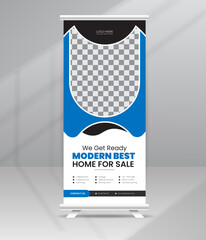 Modern House Sale Roll Up Banner Standee Home Display or pull up, x banner template for Real estate Agency