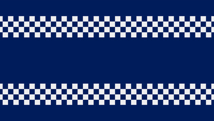 Blue background. checkered pattern isolated on blue background, Police line frame.