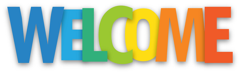 WELCOME colorful typography banner on transparent background © Web Buttons Inc