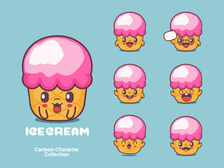 ice cream cartoon character vector illustration