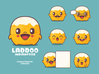 laddoo cartoon character indian food vector illustration