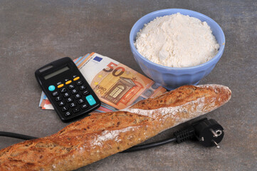 Concept de crise des boulangeries avec l'augmentation des matières premières et de l'électricité