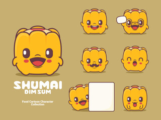 shumai cartoon character chinese food vector illustration