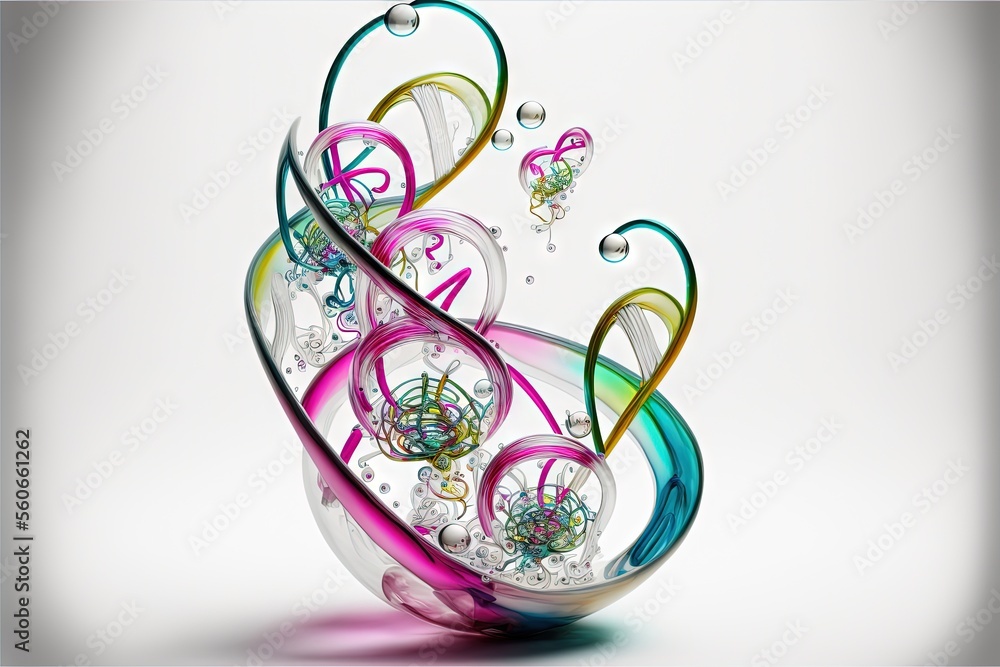 Aufkleber a colorful glass sculpture with swirls and bubbles on it's sides and a white background with a white