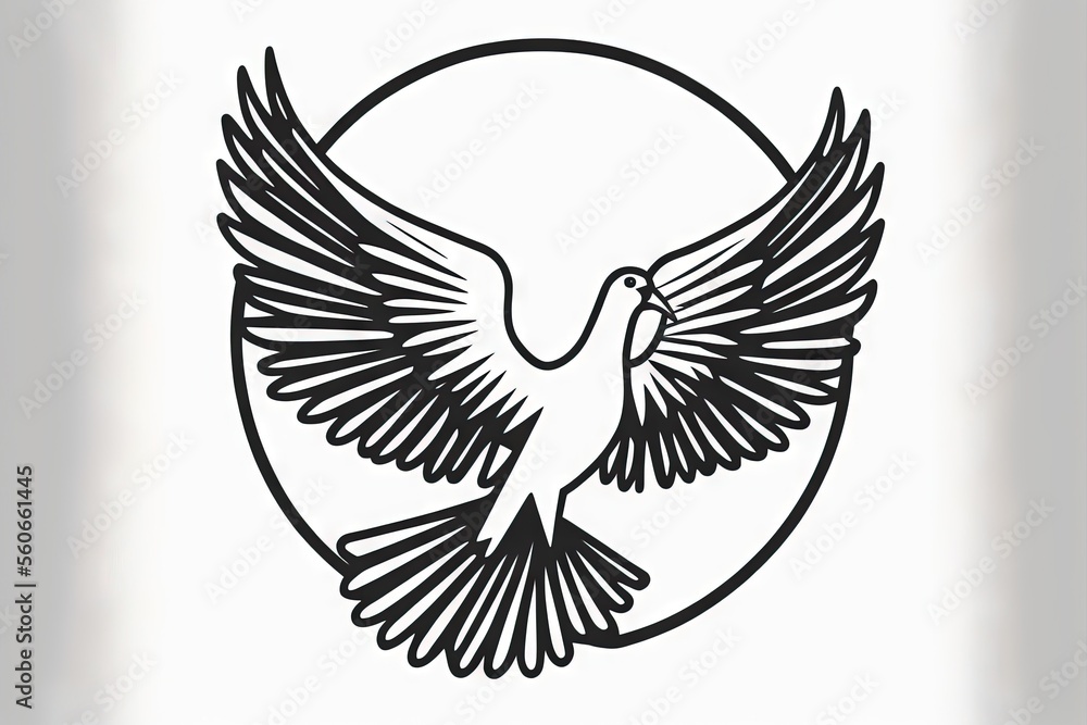 Poster a black and white picture of a bird flying in the air with its wings spread out and a circle around 