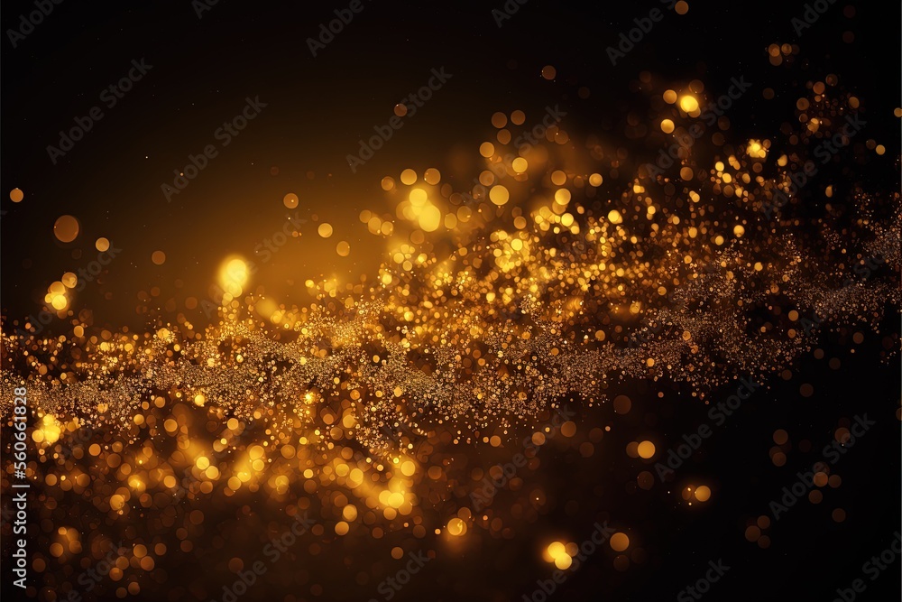 Aufkleber a blurry image of gold dust on a black background with a black background and a gold background with