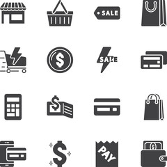 Flash Sale Special Offer icon set, Super market and shopping mall, Vector solid icon