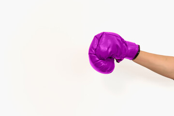 purple boxing glove on white background