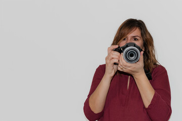 woman about to take a photo