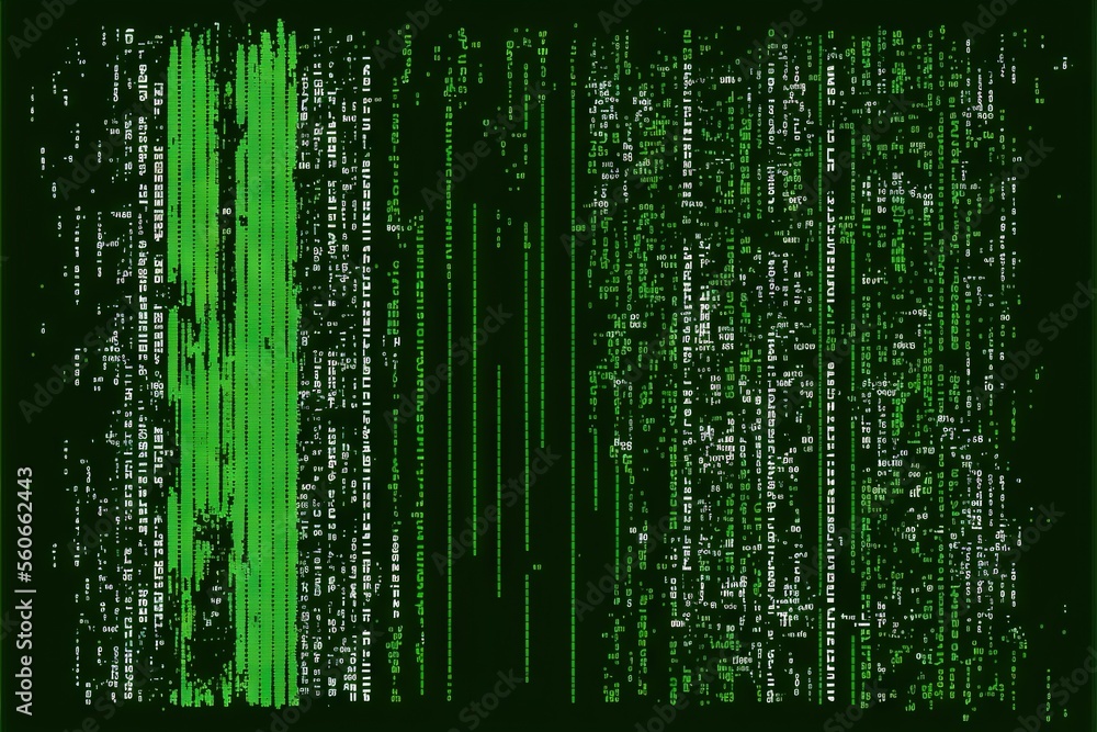 Poster a green and black background with a lot of lines and dots in it that are very dark green and white, 