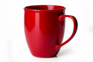 Close up huge red mug. Red cup for tea or soup isolated on white background with clipping path. Red coffee cup mockup.  - Powered by Adobe