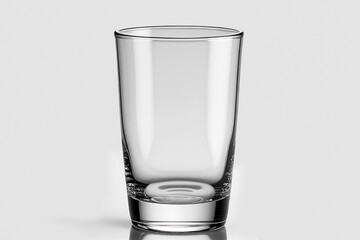Empty glass for water, juice or milk on white isolated background.