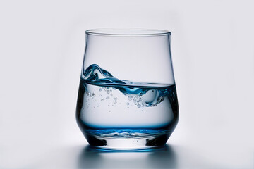 A glass of water. Close up clean fresh water for good health. Pouring fresh pure water from pitcher into a glass.