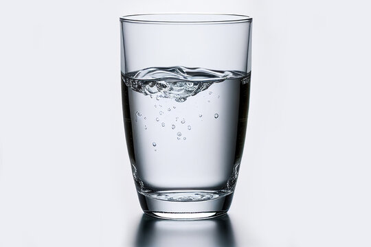 A glass of water. Close up clean fresh water for good health. Pouring fresh pure water from pitcher into a glass.