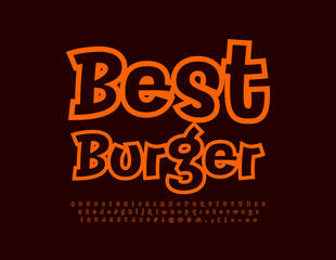 Fototapeta na wymiar Vector advertising banner Best Burger with artistic Font. Handwritten Alphabet Letters, Numbers and Symbols set
