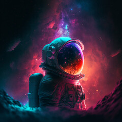 Generative ai astronaut exploring planet watching outer space.
