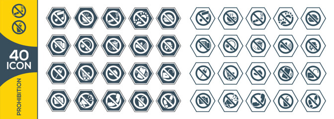 PROHIBITION ICON SET DESIGN
