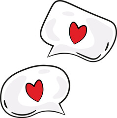 Cute Chat Bubbles or Chat Balloons with heart icon. Love message alert UI UX icons. Valentine's day graphic.