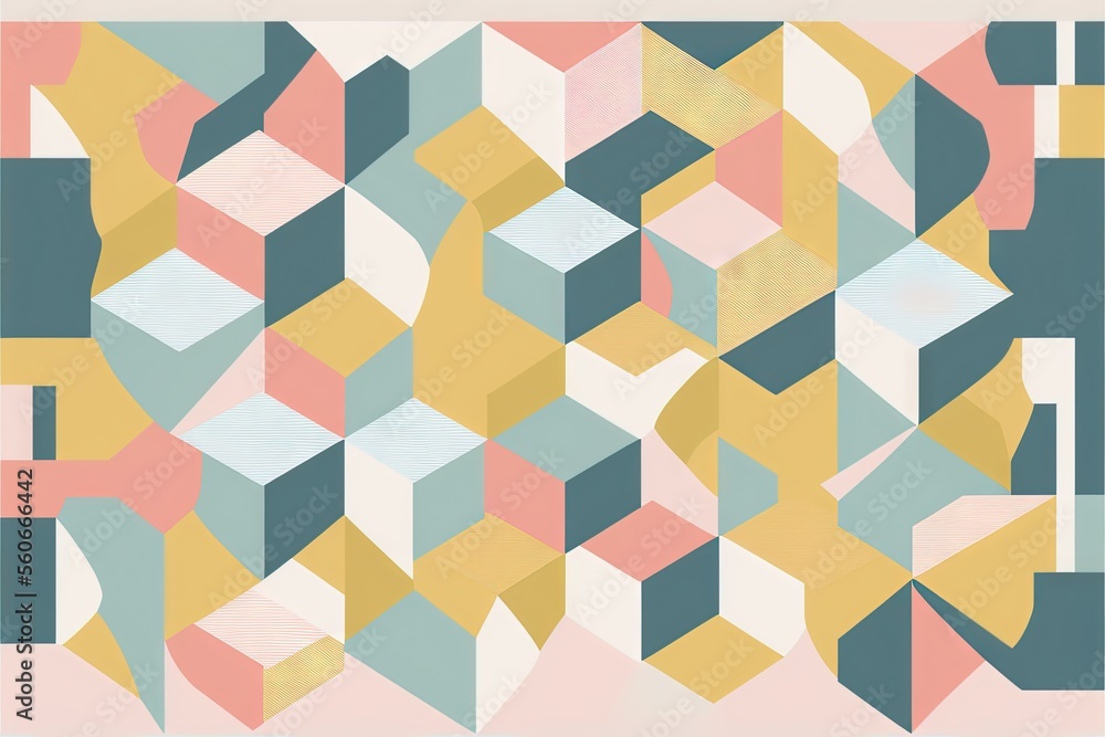 Aufkleber a colorful abstract pattern with a white background and a pink background with a blue, yellow, and g