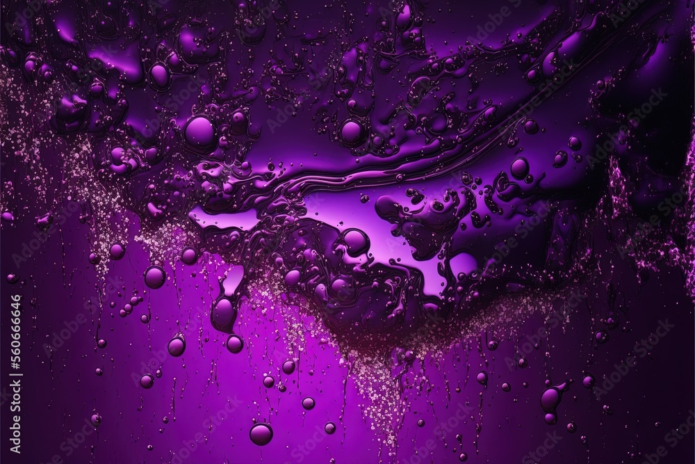 Poster a purple background with bubbles and water droplets on it, with a heart shaped drop of water on the 