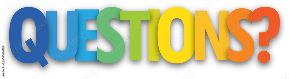 Aufkleber questions? colorful typography banner on transparent background