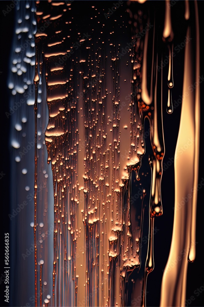 Poster a group of water droplets on a black background with a black background and a yellow background with