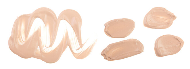 Beige liquid foundation makeup isolated on white background
