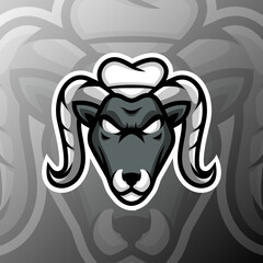 vector graphics illustration of a goat chef in esport logo style. perfect for game team or product logo