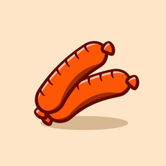 meat sausage cute illustration concept in cartoon style
