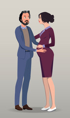 The family is waiting for the birth of a child. Vector.