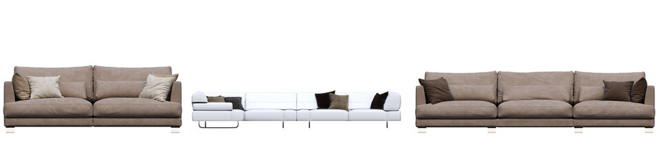 Fototapeta na wymiar sofa isolated on white background, interior furniture, 3D illustration, cg render