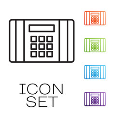 Black line Detonate dynamite bomb stick icon isolated on white background. Time bomb - explosion danger concept. Set icons colorful. Vector