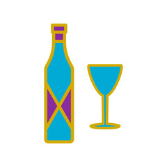 glass and bottles,icon, color, design,flat, style,trendy collection,template