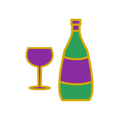 glass and bottles,icon, color, design,flat, style,trendy collection,template