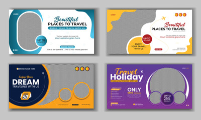 Travel agency social media post template , traveling business promotion instagram and facebook square we banner layout, holiday vacation post vector templste ,travel ads online flyer design