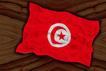 National flag of Tunisia. Background  with flag  of Tunisia.